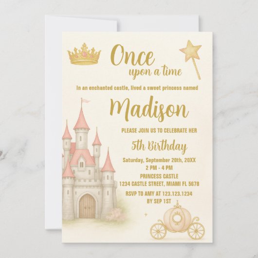 Royal Castle Princess Invitation d'anniversaire (Devant)