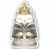 Royal Cat Chess King Piece Sticker (Voorkant)