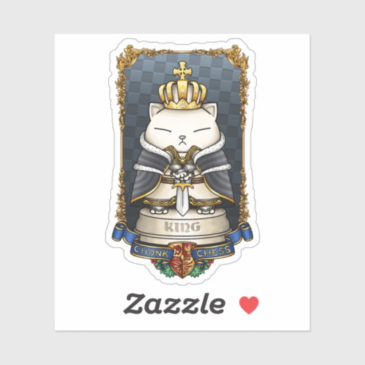 Royal Cat Chess King Piece Sticker (Vel)