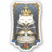 Royal Cat Chess King Piece Sticker (Voorkant)