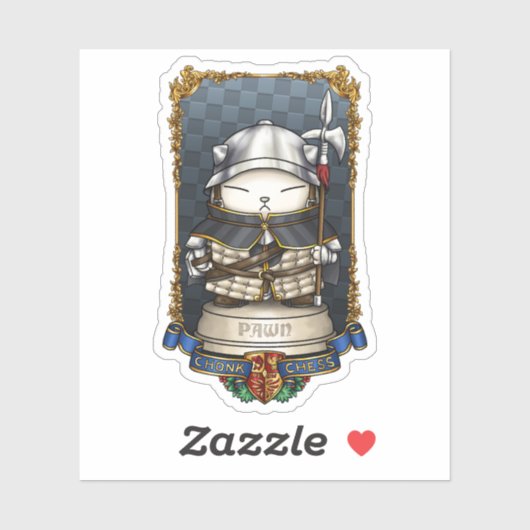 Royal Cat Chess Pion Piece Sticker (Vel)