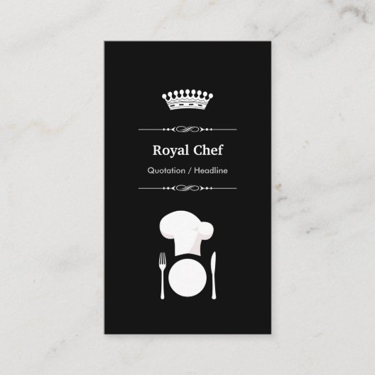 Royal Chef - Professional Modern Black White Visitekaartje (Voorkant)