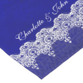 Royal Chic Blue Lace Personalized Table Runner Korte Tafelloper (Hoek)