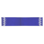 Royal Chic Blue Lace Personalized Table Runner Korte Tafelloper (Horizontaal)