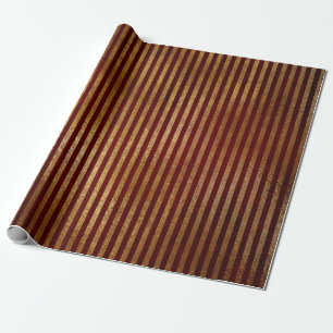 Royal Chic Golden Red Velvet Stripes Lines Cadeaupapier