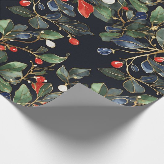 Royal Christmas mistletoe naadloos patroon BIG Cadeaupapier (Hoek)
