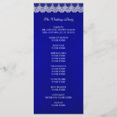 Royal Cobalt Blue White Lace Wedding Programme de  (Dos)