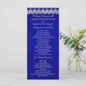 Royal Cobalt Blue White Lace Wedding Programme de  (Debout devant)