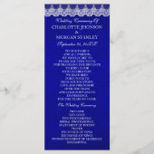 Royal Cobalt Blue White Lace Wedding Programme de  (Devant)