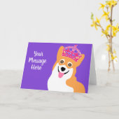 Royal Corgi Custom Greeting Kaart (Gele Bloem)