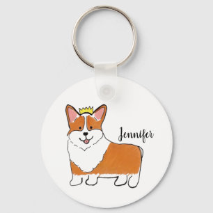 Royal corgi-hond gepersonaliseerd sleutelhanger