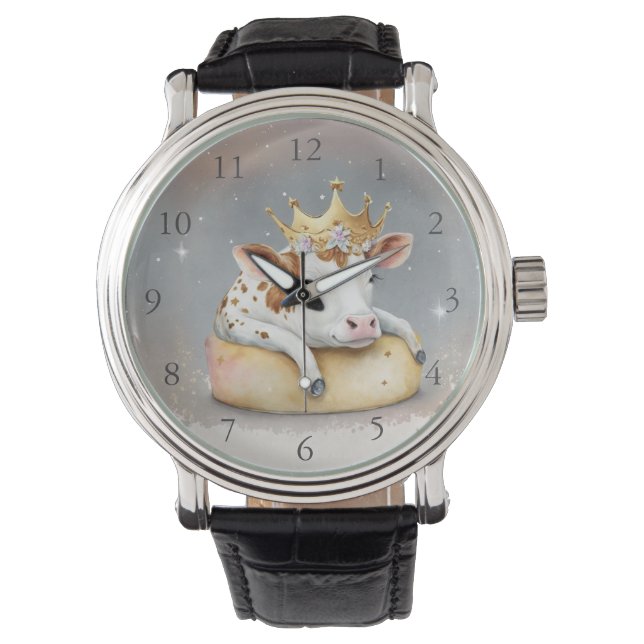 Royal Cow Dreaming on Cheese Throne                Horloge (Voorkant)