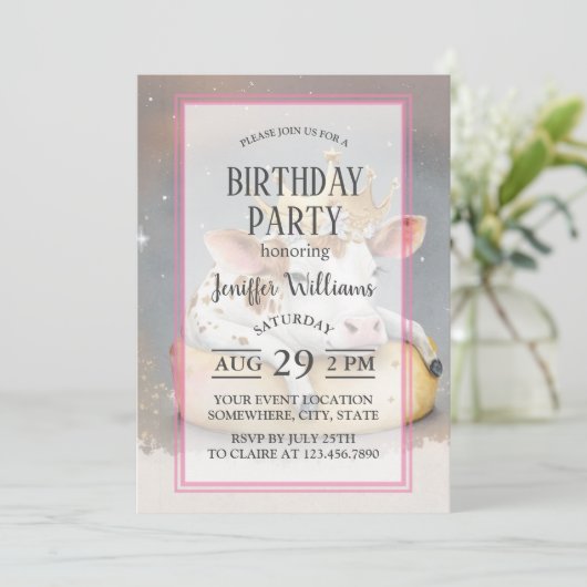 Royal Cow Dreaming on Cheese Throne Kaart (Staand voorkant)