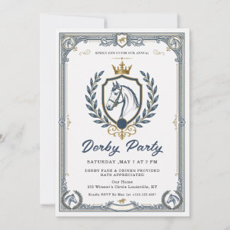 Royal Crest Blue & Gold Kentucky Derby-feest Kaart