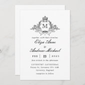 Royal Crest Elegante krans Monogram bruiloft Kaart (Voorkant / Achterkant)