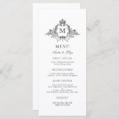 Royal Crest Elegante krans Monogram bruiloft Menu (Voorkant / Achterkant)