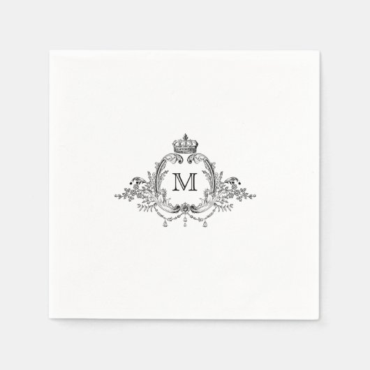 Royal Crest Elegante krans Monogram bruiloft Servet (Voorkant)