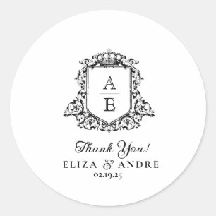 Royal Crest Embleem Monogram Ronde Sticker