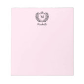 Royal Crest Emblem Monogram Script Naam Pink Notitieblok (Voorkant)