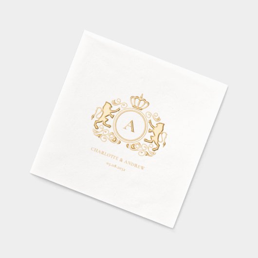 Royal Crest Monogram Folie bruiloft Folie Servetten (Links)