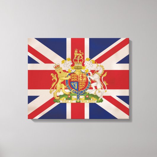 Royal Crest on Union Jack Flag Canvas Afdruk (Voorkant)