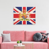 Royal Crest on Union Jack Flag Canvas Afdruk (Insitu (Woonkamer))