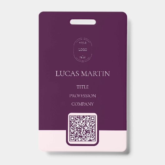 Royal Crimson QR code Employee Name Badge (Voorzijde)