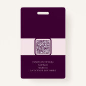 Royal Crimson QR Code Foto Employee Name Badge (Achterkant)