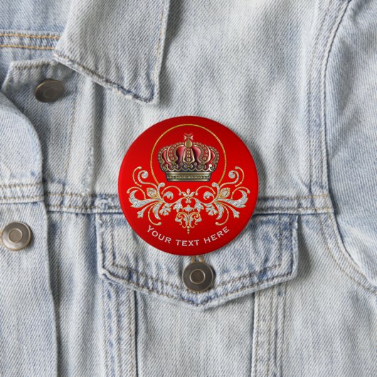 Royal Cross Crown - Gold Blue Red Ronde Button 7,6 Cm (In situ)