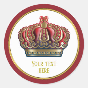 Royal Cross Crown - Gold Blue Red Ronde Sticker
