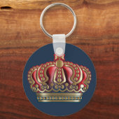 Royal Cross Crown - Gold Blue Red Sleutelhanger (Voorkant)