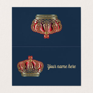 Royal Cross Crown - Gold Blue Red Visitekaartjes