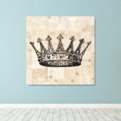 Royal Crown Art & Aged Stamps Background Canvas Afdruk (Insitu (Houten vloer))
