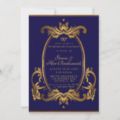 Royal Crown Blue Gold Bridesmaids Invitations de d (Devant)