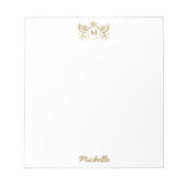 Royal Crown Emblem Lions Monogram Script Goud Notitieblok (Voorkant)