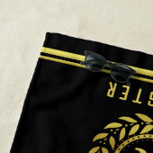 Royal Crown Laurel Wreath Black Gold Monogramed Strandlaken (In situ)