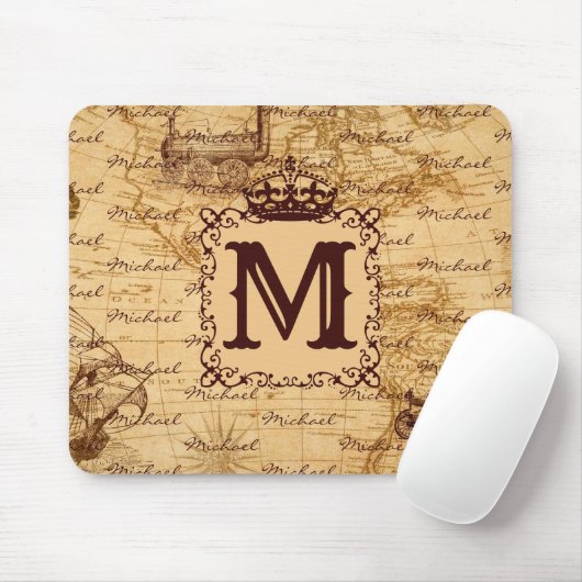 Royal Crown  Name Pattern Beige Muismat (Met muis)