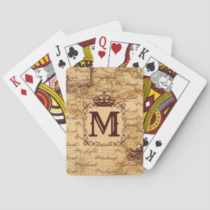 Royal Crown  Name Pattern Beige Pokerkaarten