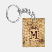 Royal Crown  Name Pattern Beige Sleutelhanger (Voorkant Links)