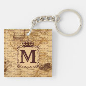 Royal Crown  Name Pattern Beige Sleutelhanger (Achterkant)