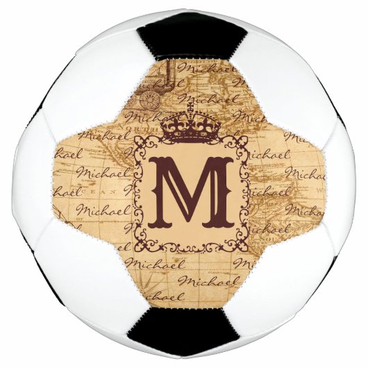 Royal Crown Name Pattern Beige Voetbal (Voorkant)