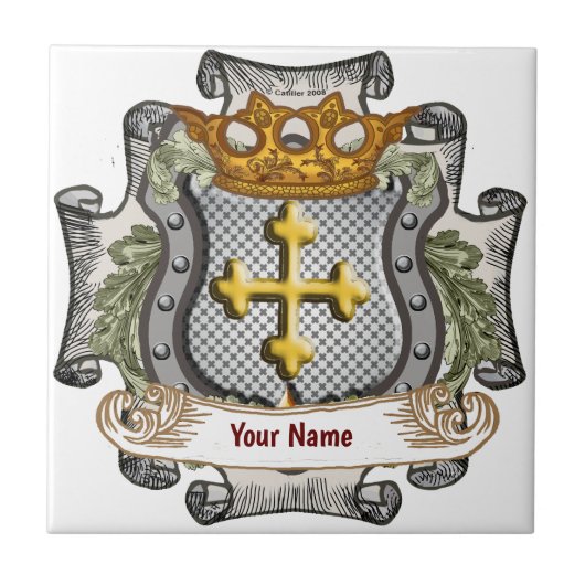 Royal Crown Shield Achternaam Tegeltje (Voorkant)