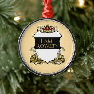 Royal Crown Shield Cream Gele Luxe Metalen Ornament