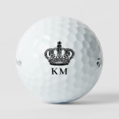 Royal Crown zwart wit monogram initialen Golfballen (Voorkant)
