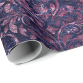 Royal Damask Crush Velvet Blue Navy Pink Plum Cadeaupapier (Rol Hoek)