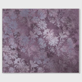 Royal Damask Distress Paarse Plum Floral Grey Cadeaupapier (Vlak)