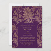 Royal Damask Elegant Purple Faire-part de mariage (Devant)