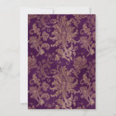 Royal Damask Elegant Purple Faire-part de mariage (Dos)