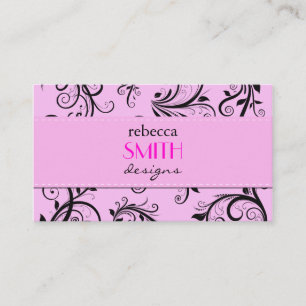 Royal Damask, Ornaments, Swirls - Roze Black Visitekaartje