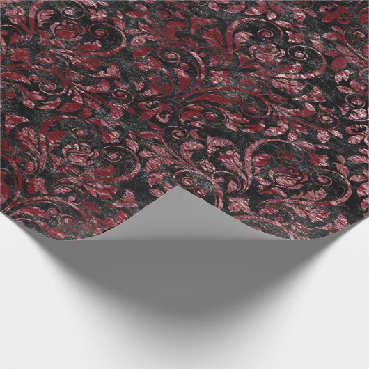 Royal Damask Verpletterd Fluweel Zwart Bourgogne M Cadeaupapier (Hoek)